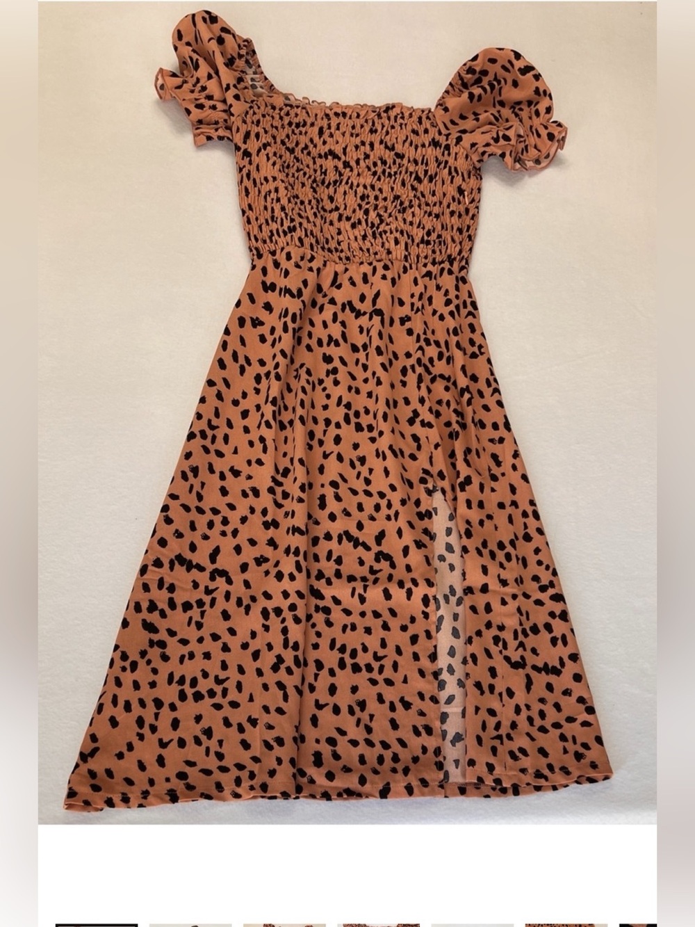 Animal Print Midi Dress in Orange & Black Like New